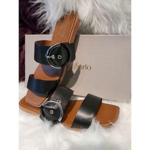 WOMENS SIZE 9M FRANCOSARTO BLACK BUCKLE SANDAL